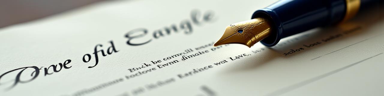 Close up of a fountain pen reflecting professional legal documentation